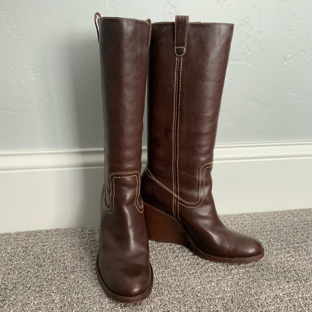 Frye | Leather Wedge Boots 9.5M